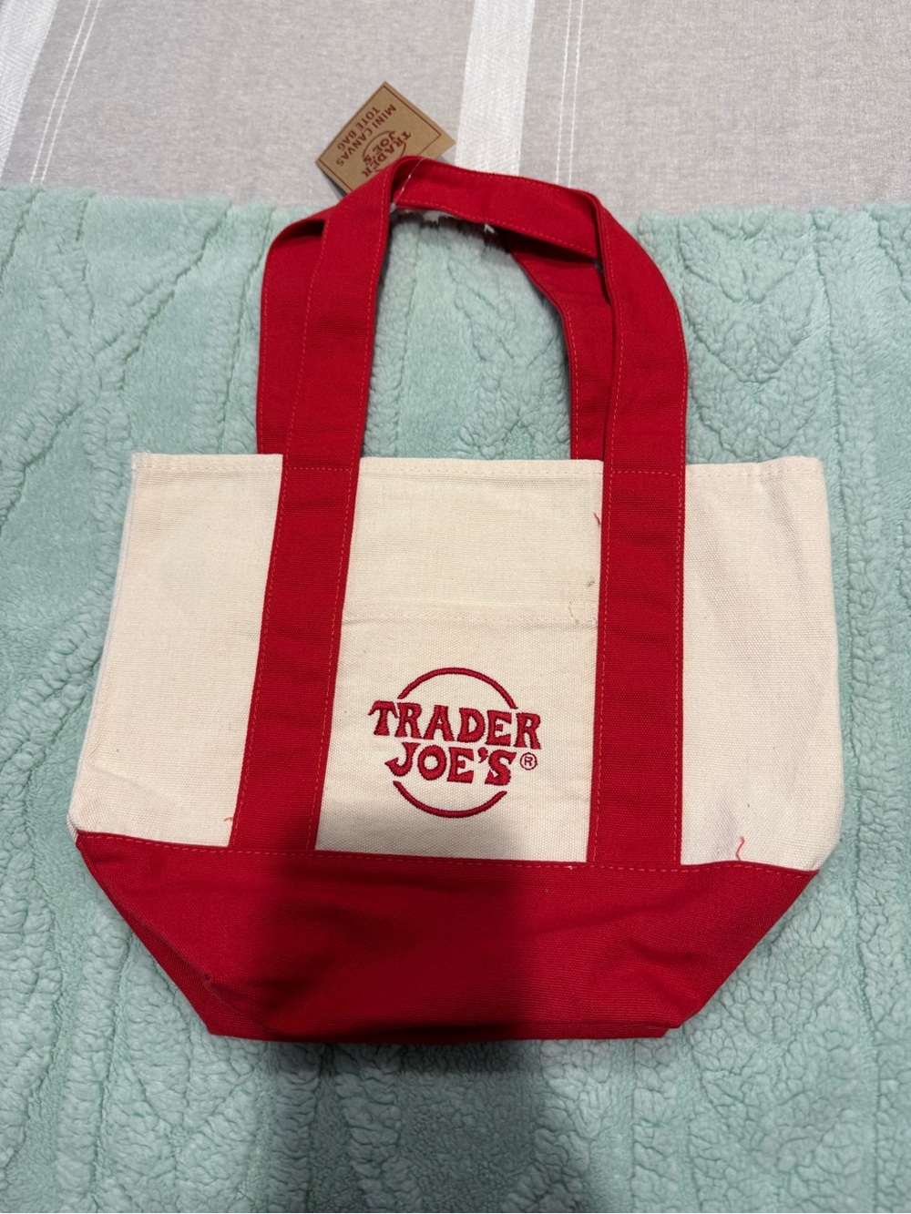 Trader Joe's Red & Cream Canvas Tote